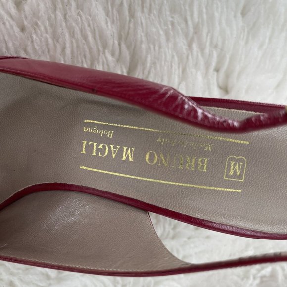 Bruno Magli Womens Italy Red Strappy Pumps Heels Shoes Peep Toe Sz 7.5 AA - Picture 4 of 9